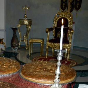 Eight Day Israel Pilgrimage Tour - Cutting of St Basils Pie at the Patriarchate of Jerusalem